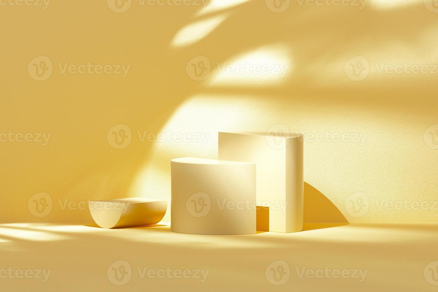 3D rendering Mock up geometric shape podium for product design, minimal display. shadow overlay. photo