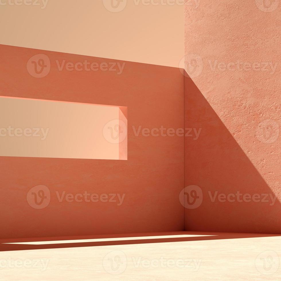 Representación 3d maqueta podio de forma geométrica para diseño de producto, pantalla mínima. superposición de sombras. foto