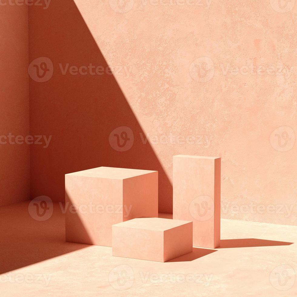 3D rendering Mock up geometric shape podium for product design, minimal display. shadow overlay. photo