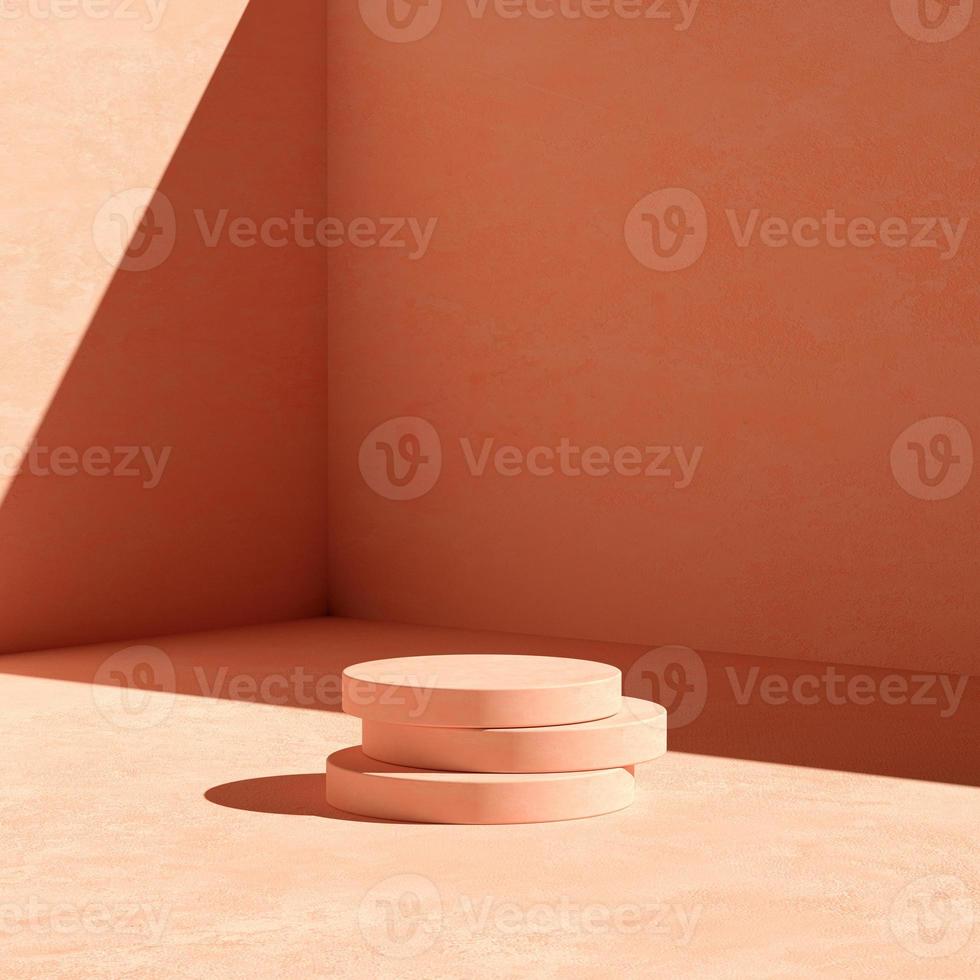 3D rendering Mock up geometric shape podium for product design, minimal display. shadow overlay. photo