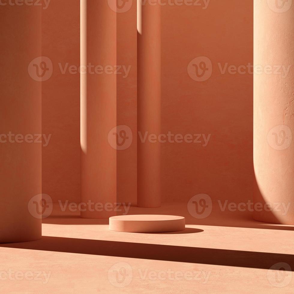 3D rendering Mock up geometric shape podium for product design, minimal display. shadow overlay. photo