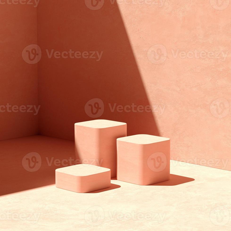 3D rendering Mock up geometric shape podium for product design, minimal display. shadow overlay. photo