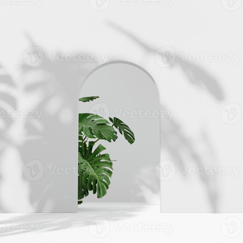 3D rendering Mock up summer podium for product design, minimal display. shadow overlay. photo