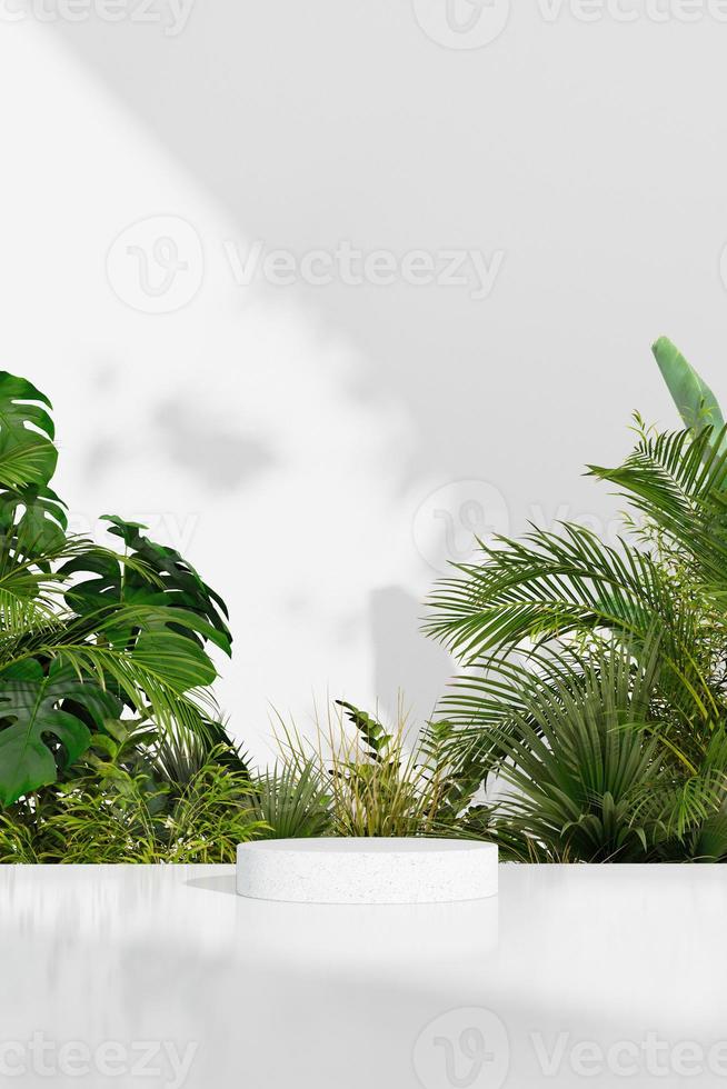 3D rendering Mock up summer podium for product design, minimal display. shadow overlay. photo