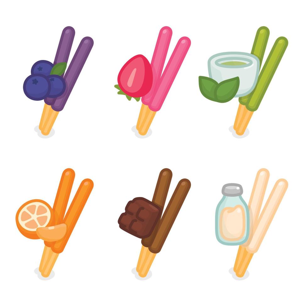 biscuits stick and fruit topping kawaii doodle flat vector illustration