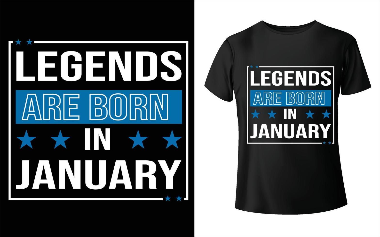 las leyendas nacen en el diseño de la camiseta del mes, mes enero febrero marzo abril mayo junio julio agosto septiembre octubre noviembre diciembre diseño de la camiseta vector