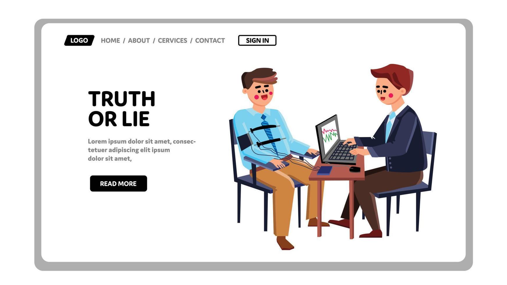 Truth Or Lie Examination Man On Polygraph Vector