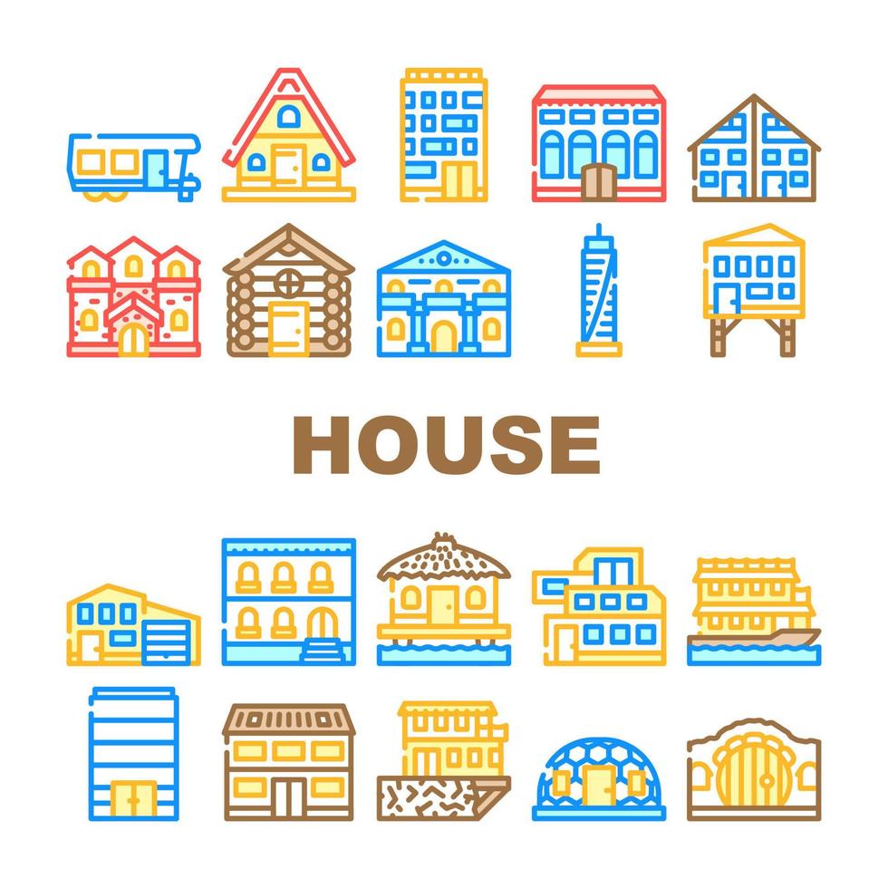 House Real Estate Collection Icons Set Vector