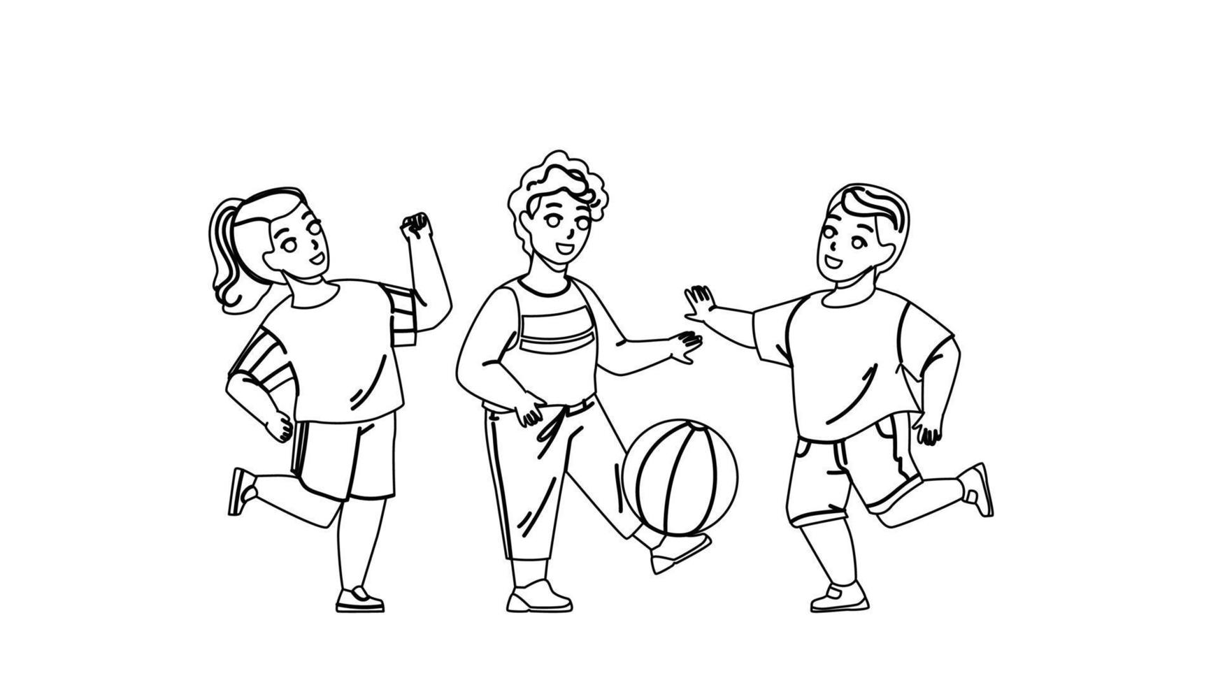 Children Playing With Ball Outside Together Vector