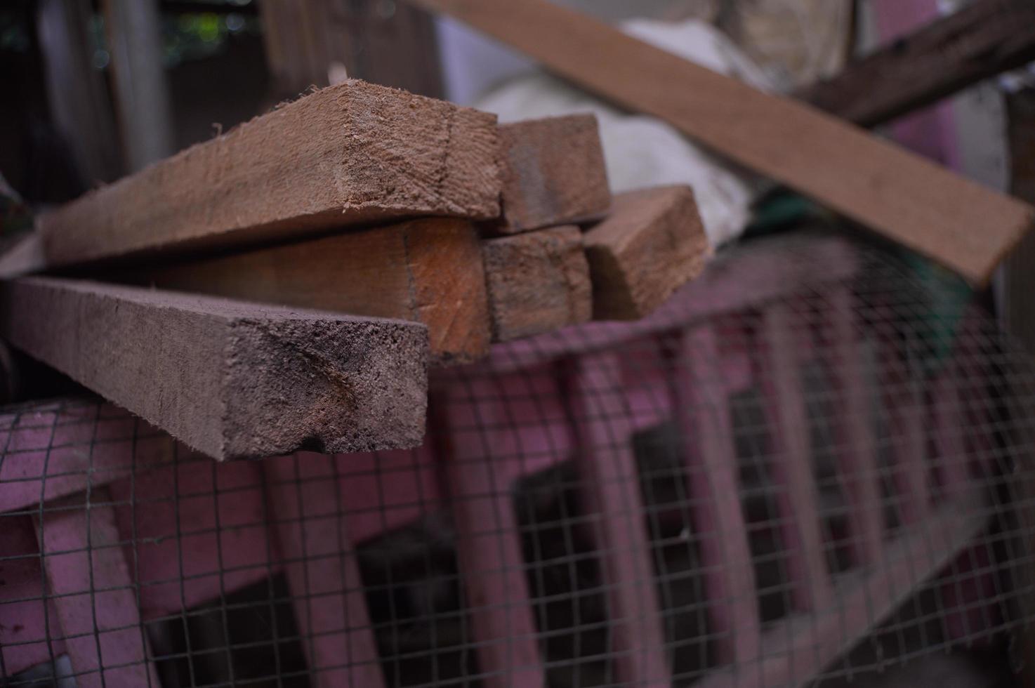 pile of wood blocks photo