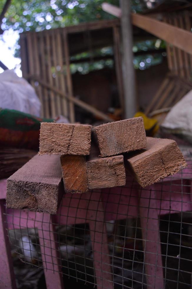 pile of wood blocks photo