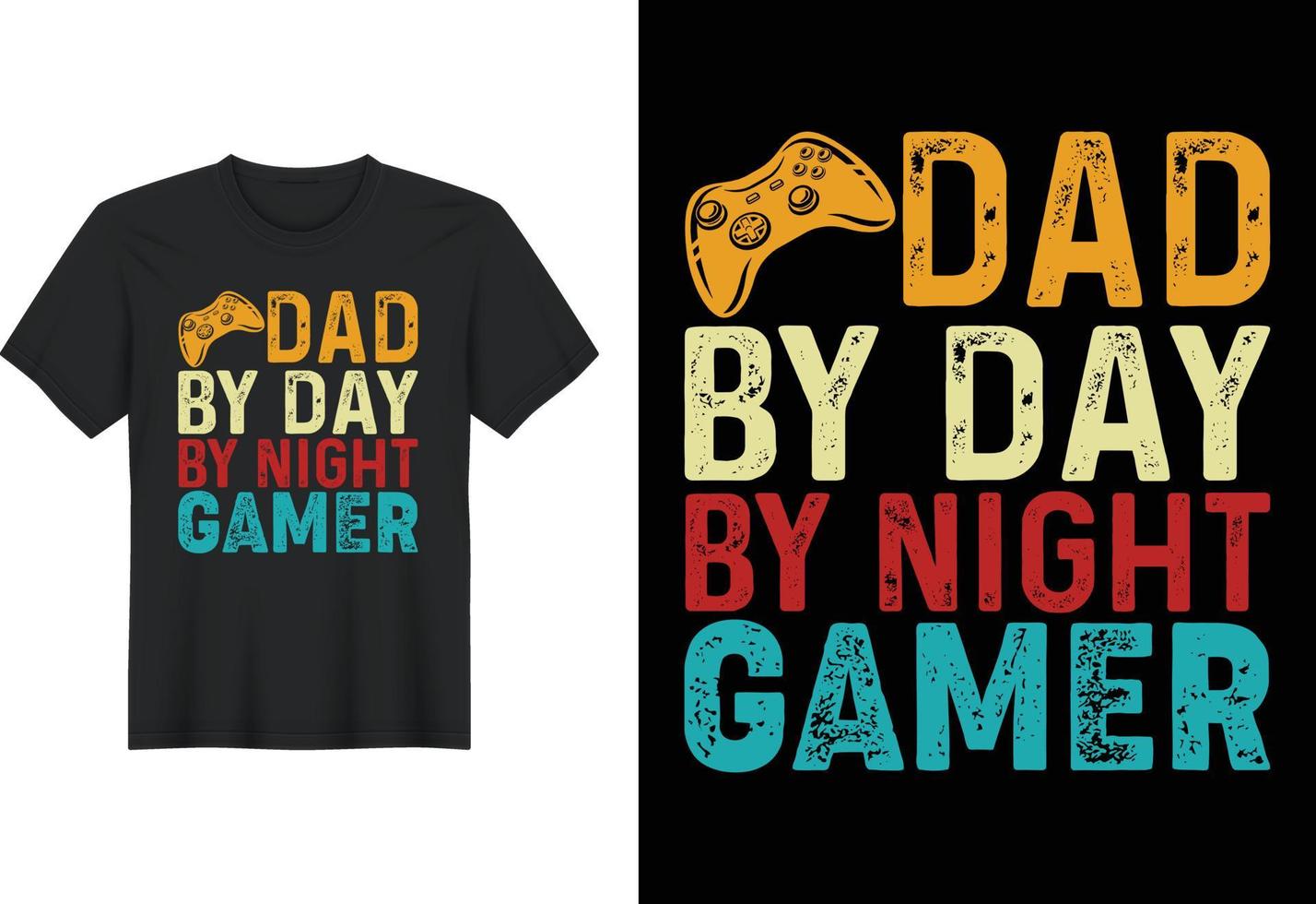 papá de día por jugador de noche, diseño de camiseta, diseño de camiseta del día del padre vector