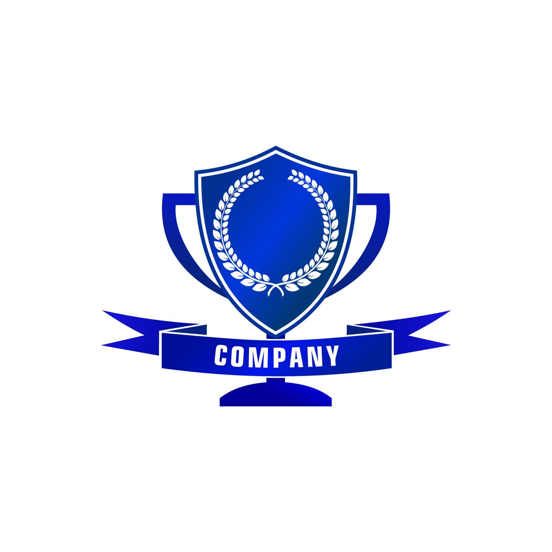 Sports Company Logo Design Template. Trophy with Shield Shape and