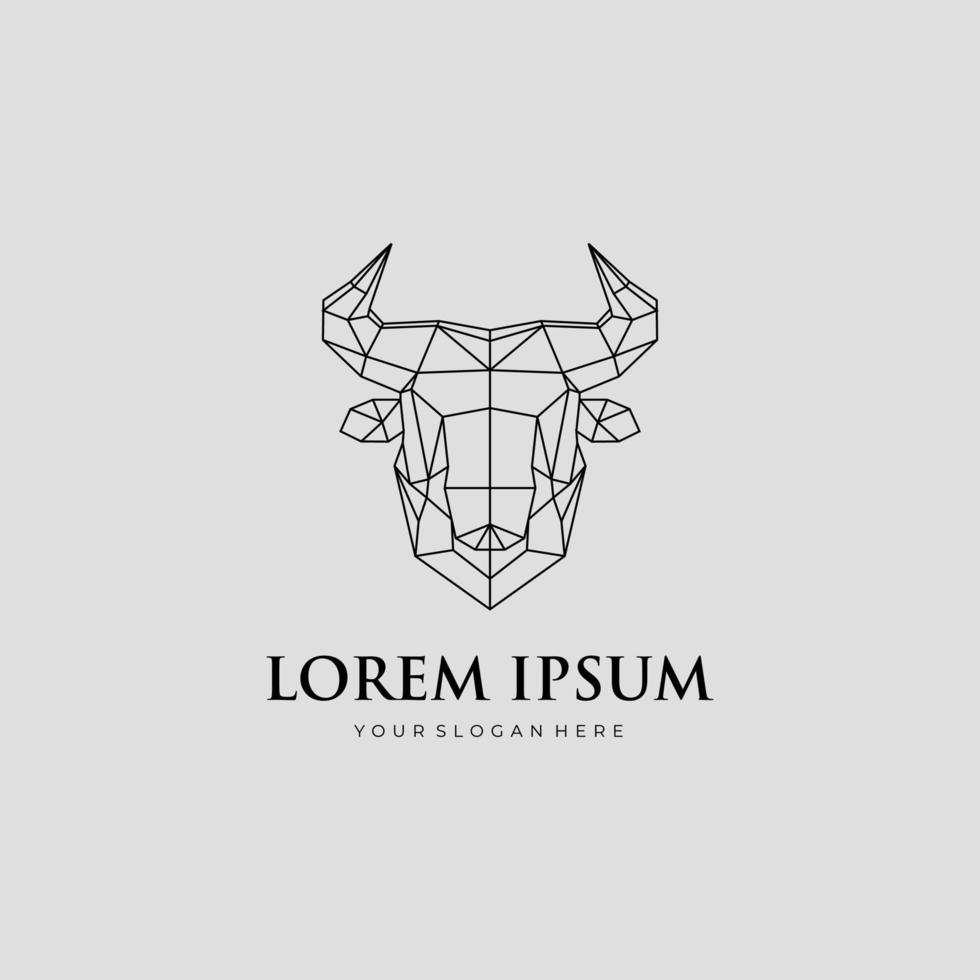 Geometric Drawing of Bull Head Line Illustration vector