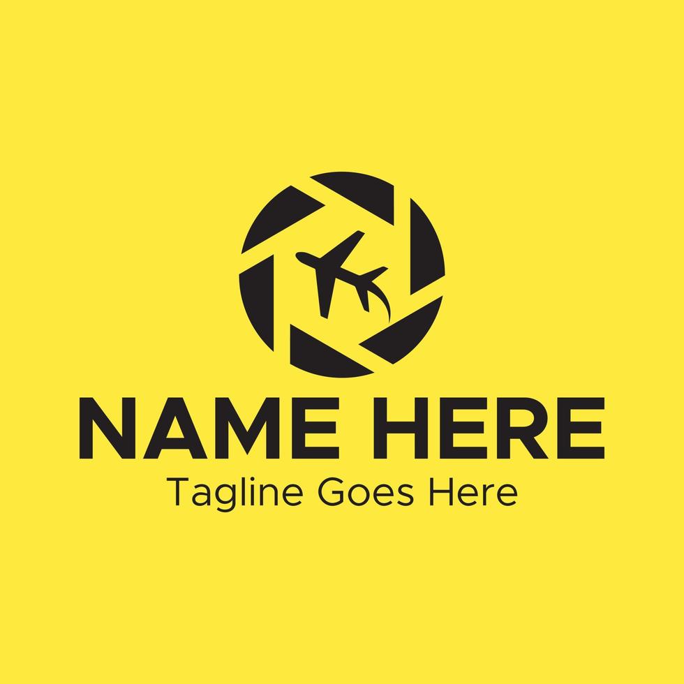 Minimalistic Travel Logo. Black Color Circle Shape Camera Shutter. vector