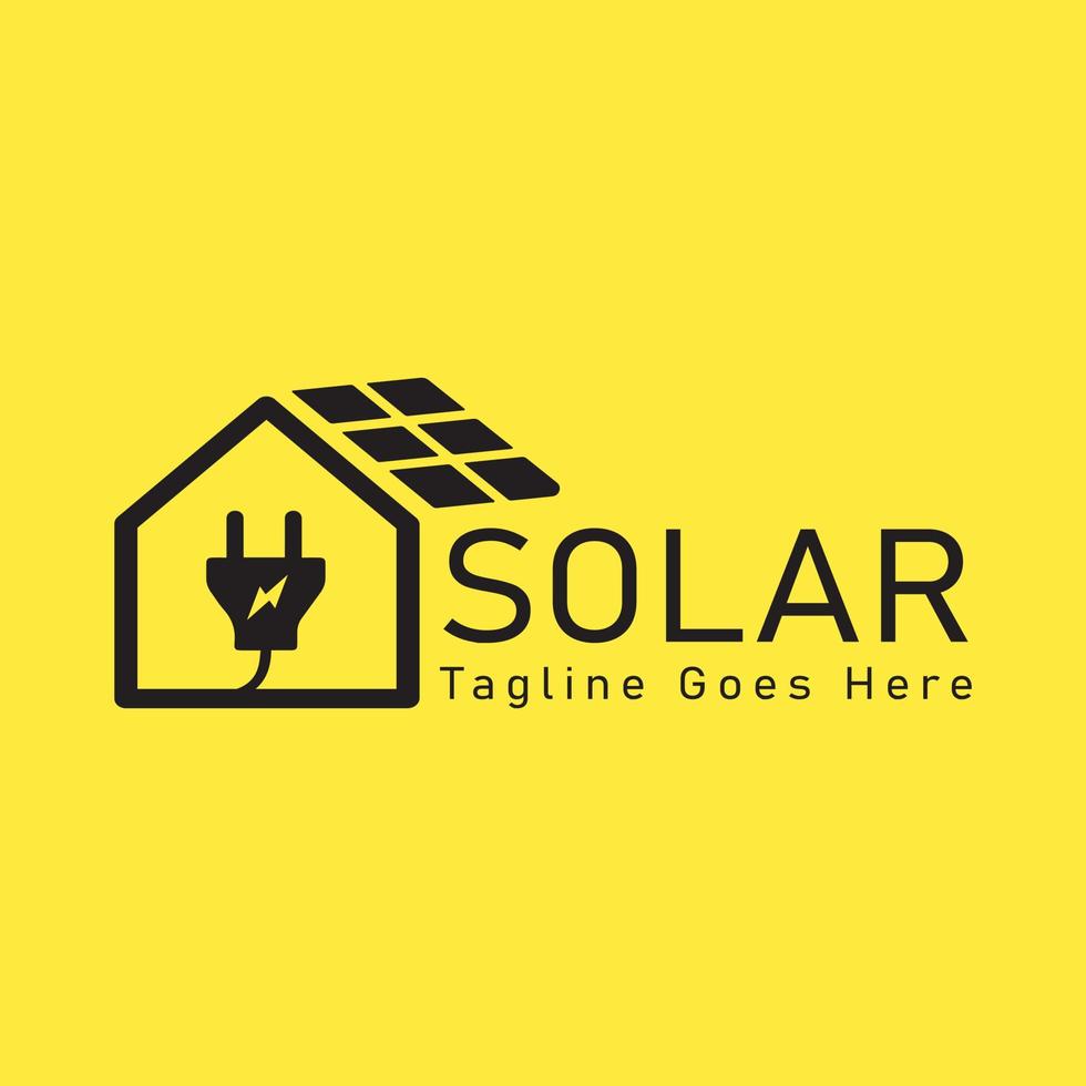 Solar Home Logo. Minimalistic Black color solar house Logo. vector