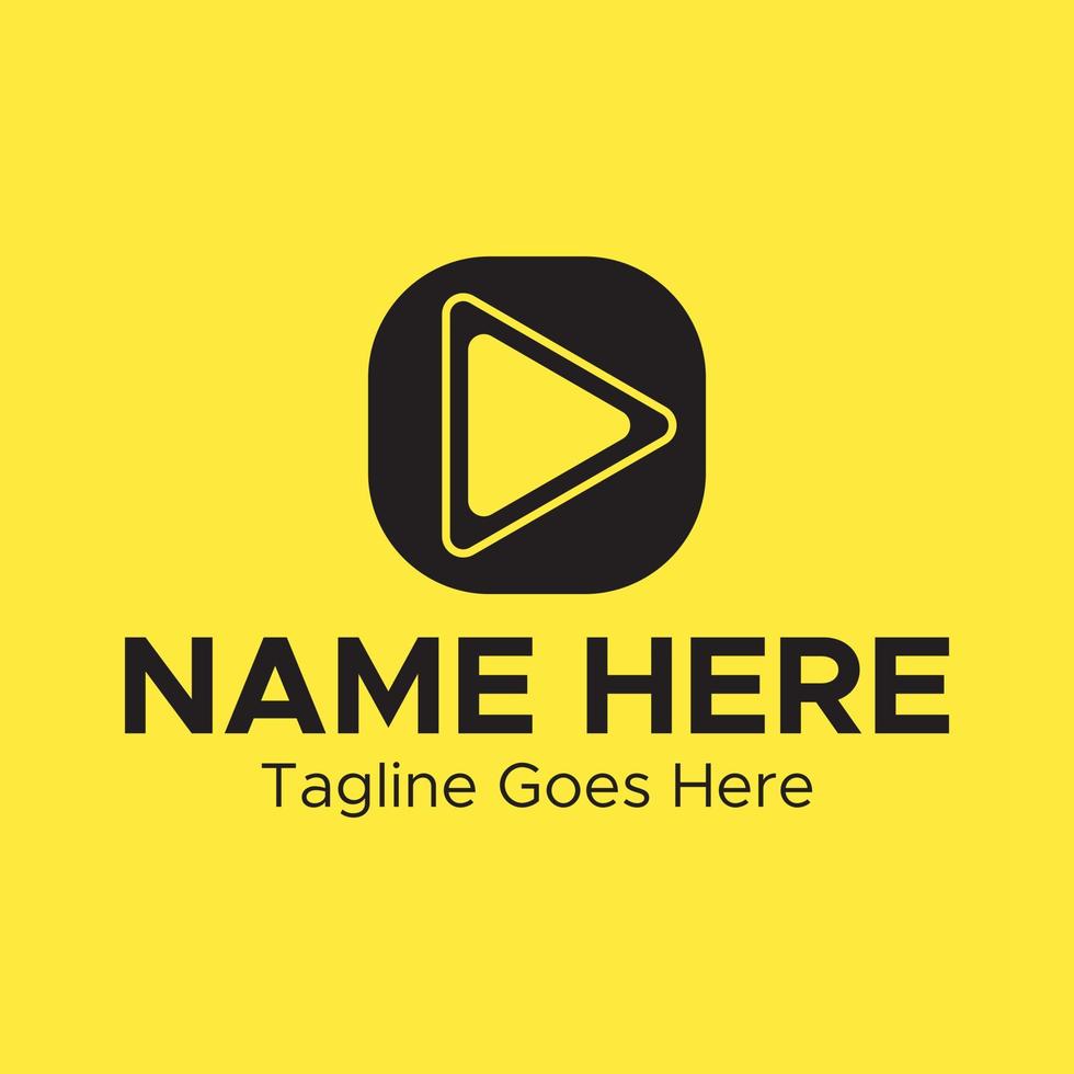 Minimalistic Media Play Logo.Minimalistic black color square shape logo. vector