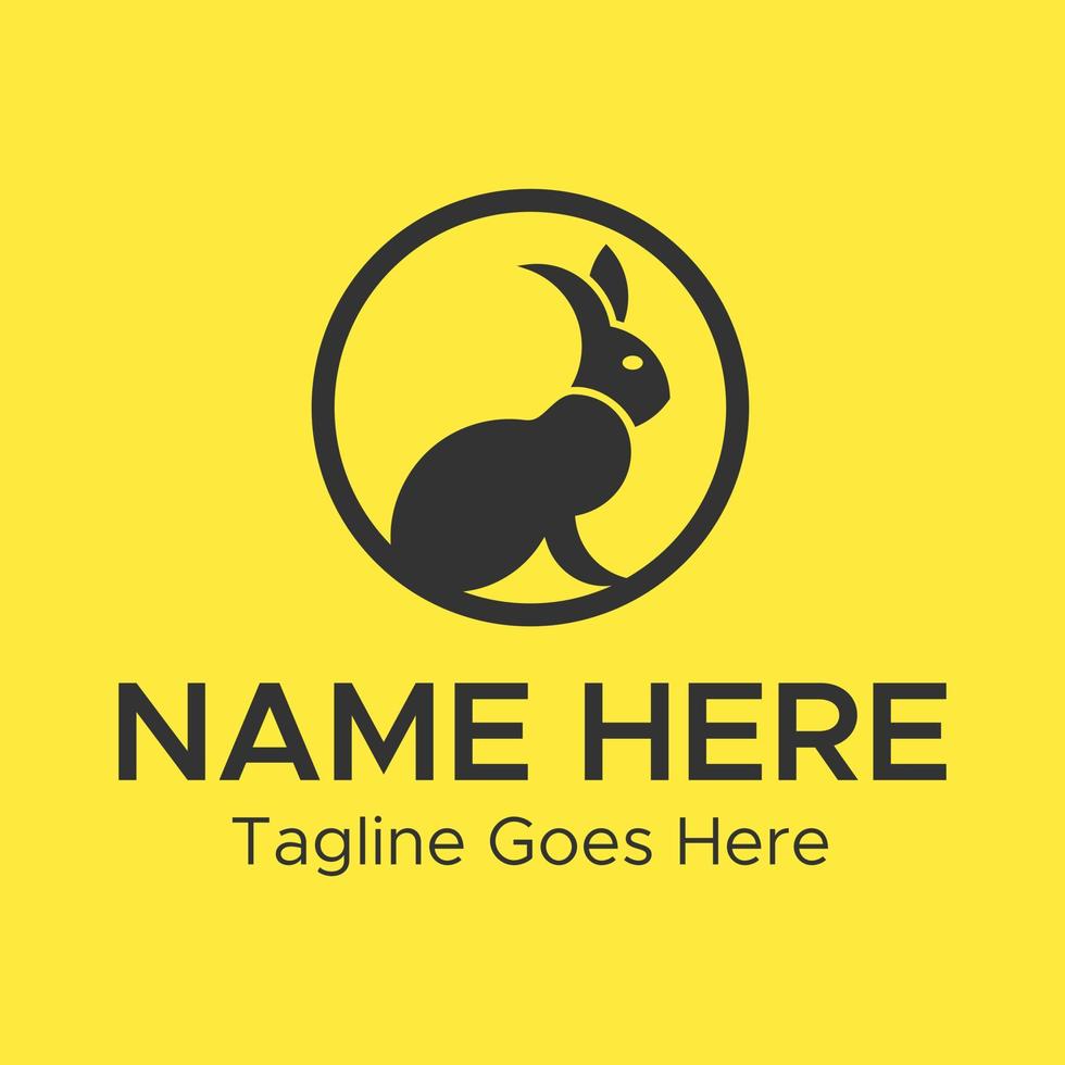 Rabbit Logo. Minimalistic black color circle shape logo. vector