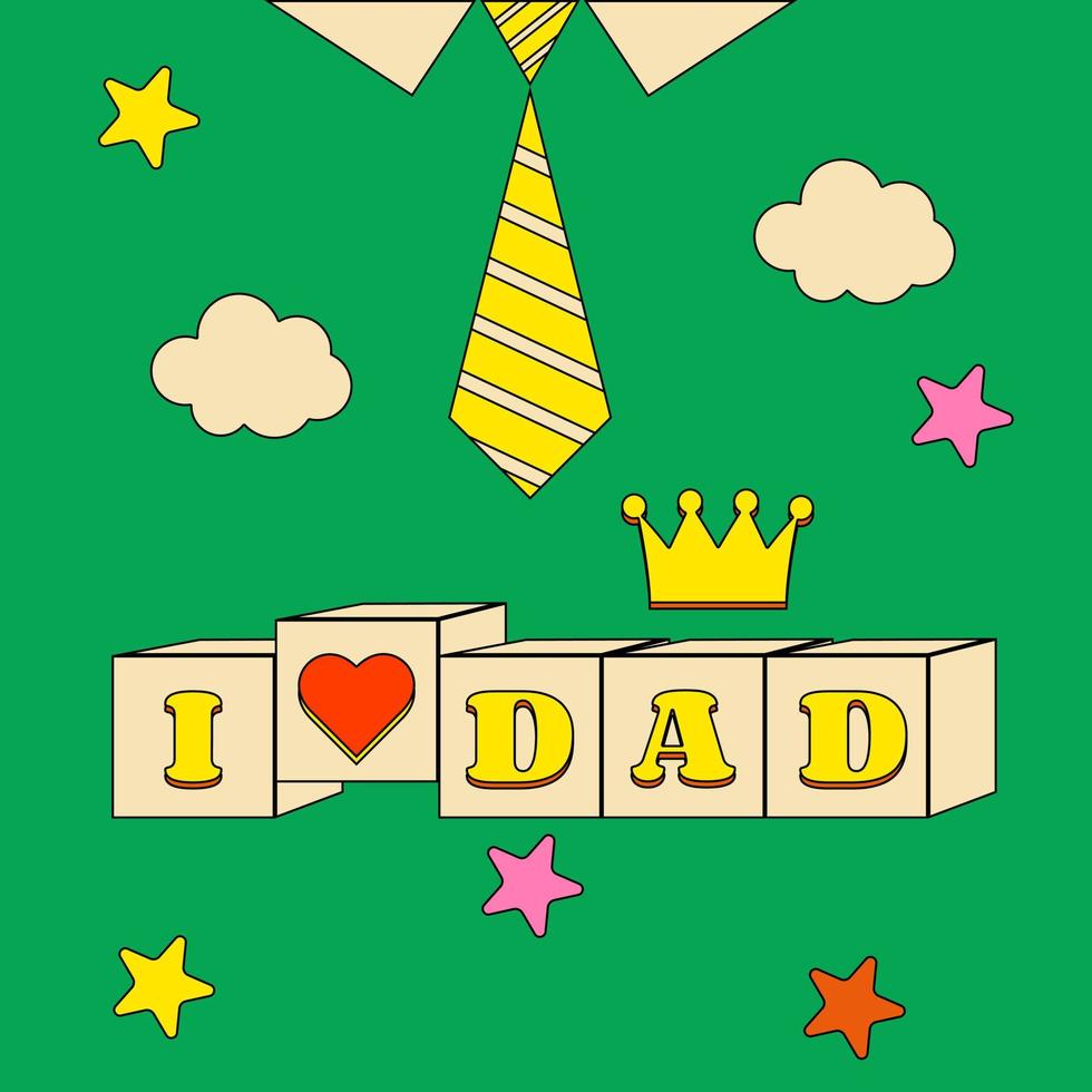 tarjeta de felicitación con texto del día del padre en estilo retro maravilloso amo a papá vector
