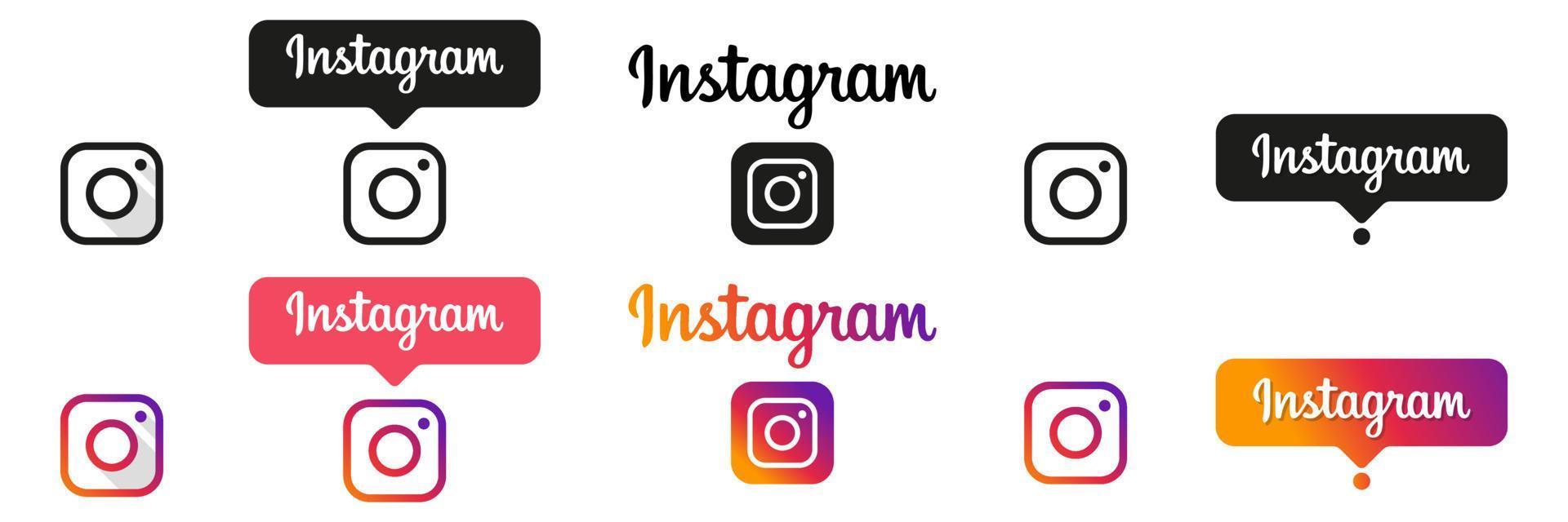 Instagram logos in different variations. Vector illustration