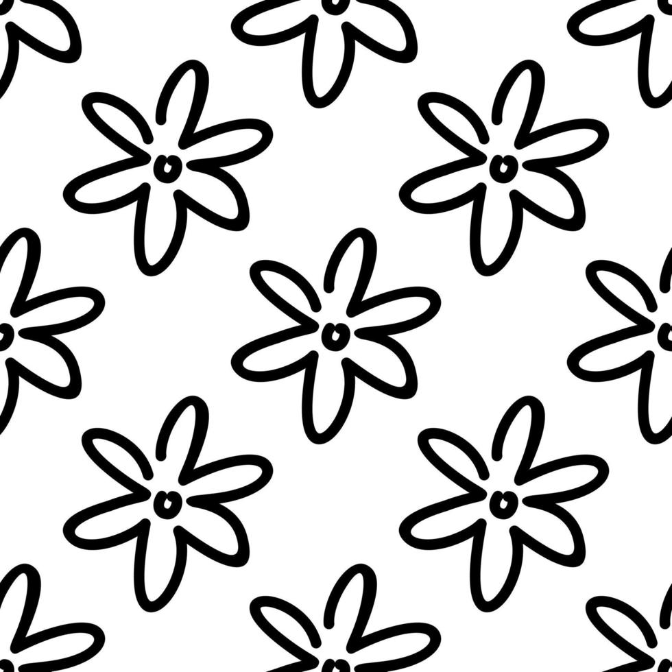 flowers outline - seamless pattern black and white vector