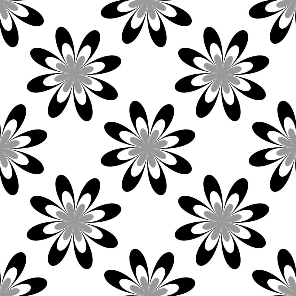 chamomile flower - seamless pattern black and white. summer flowers - flat style pattern. pattern for fabric, wallpaper, interior decor vector