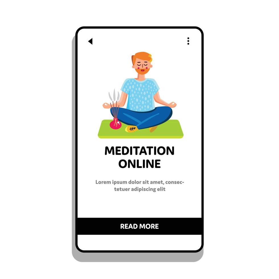 entrenamiento en línea de meditación con ilustración de vector de entrenador