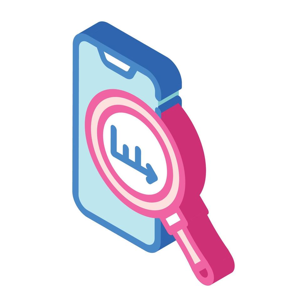 infographic research on mobile screen isometric icon vector illustration