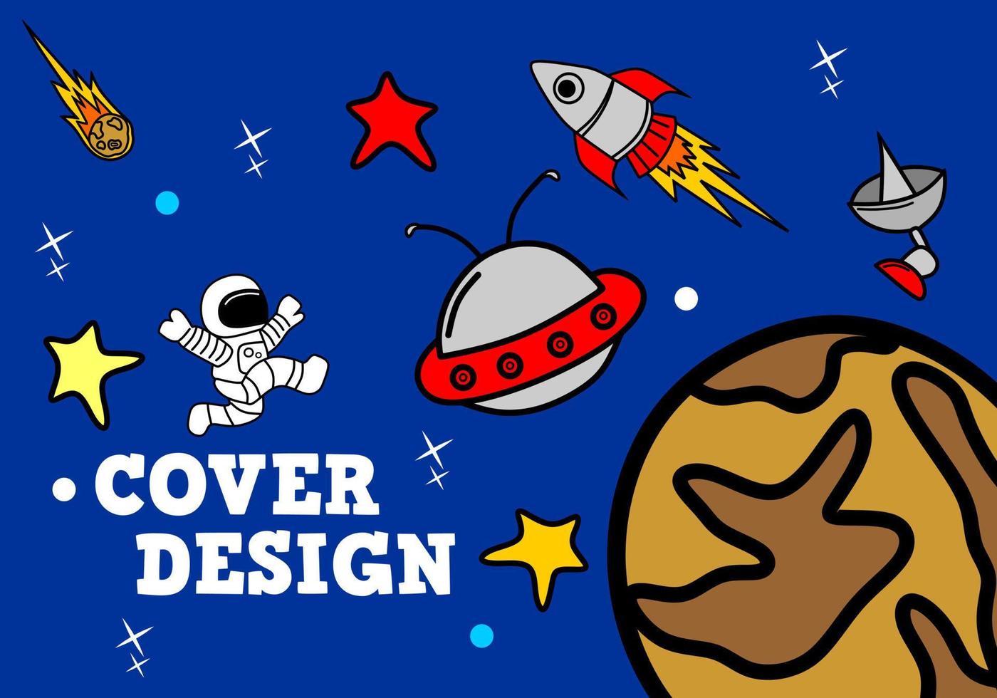 diseño de fondo azul del tema espacial. cartel de diseño para niños vector