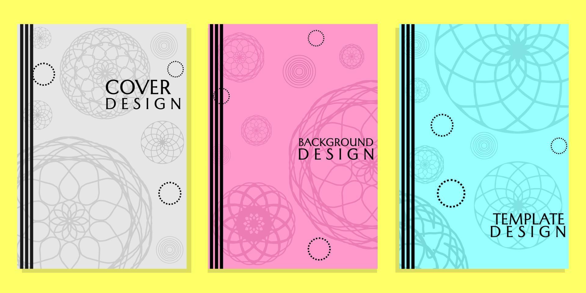 conjunto de portadas de libros con adornos de mandala. diseño único con fondo rosa, blanco y azul vector