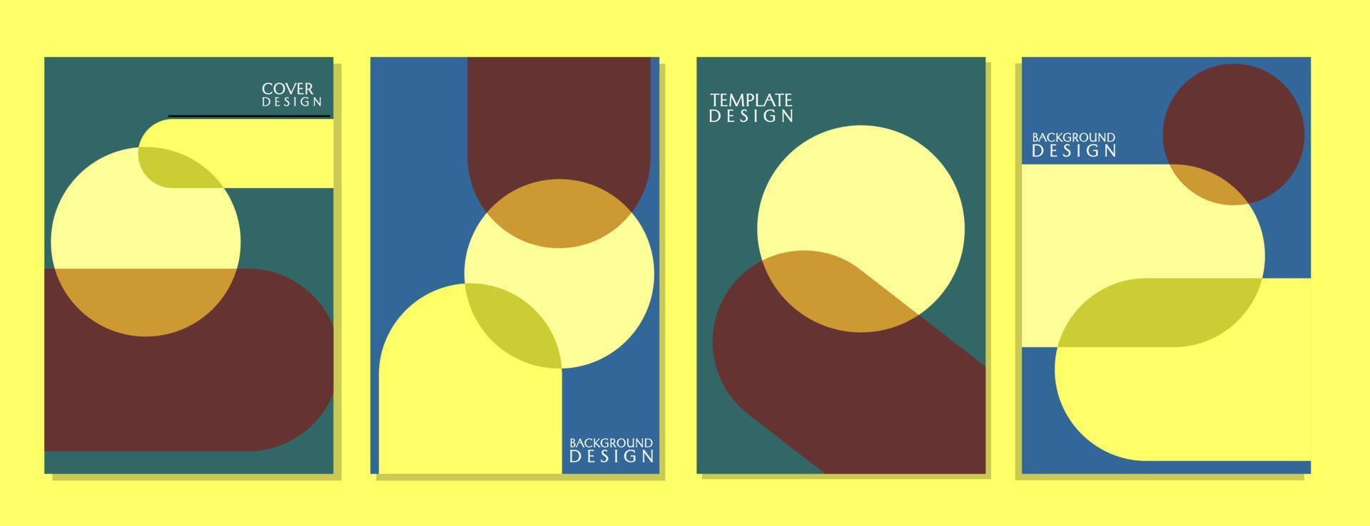 Set of modern abstract covers with circle composition, simple book cover design. Colorful background, vector illustration.