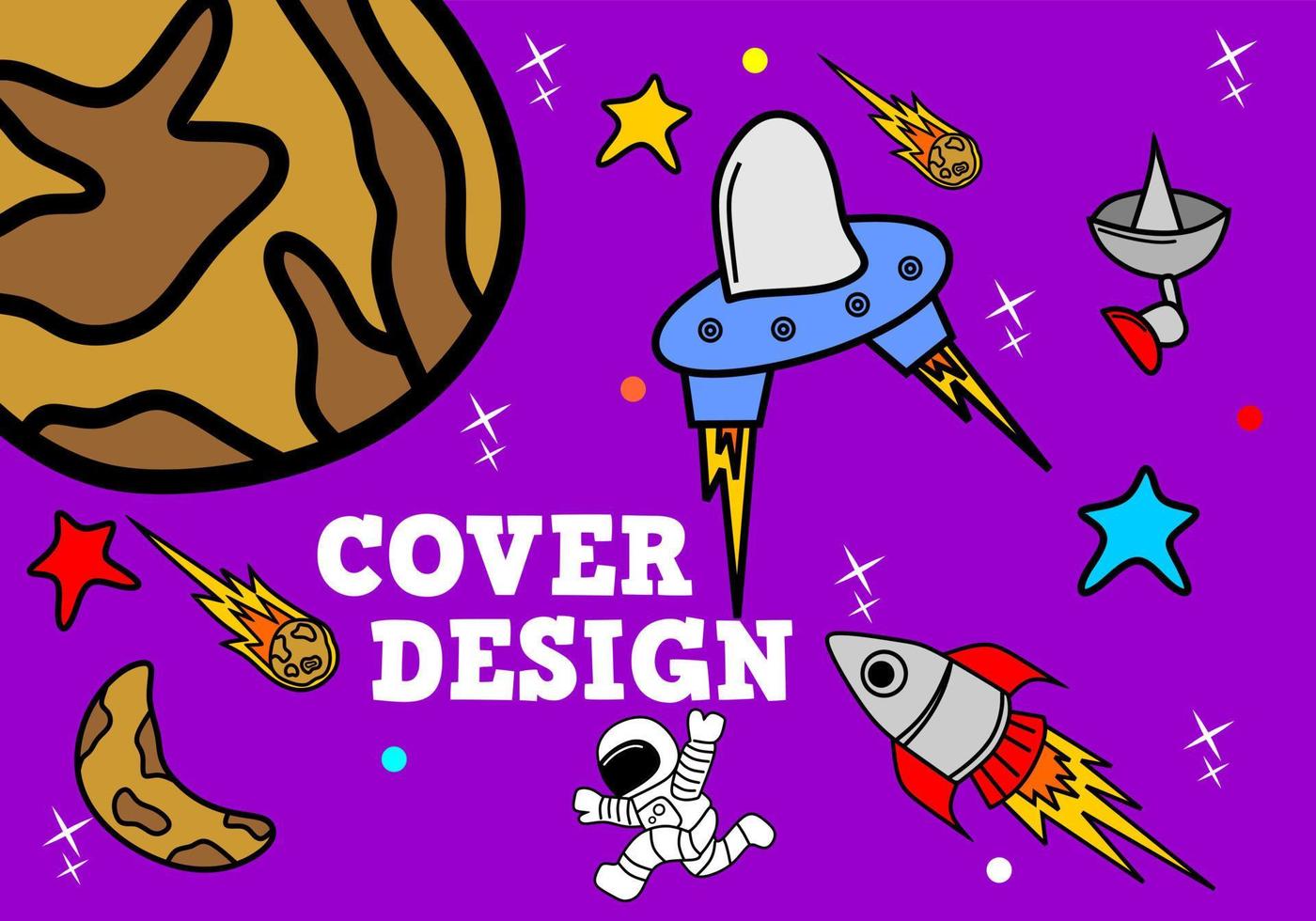 space cartoon theme cover design, cute and unique background. vector