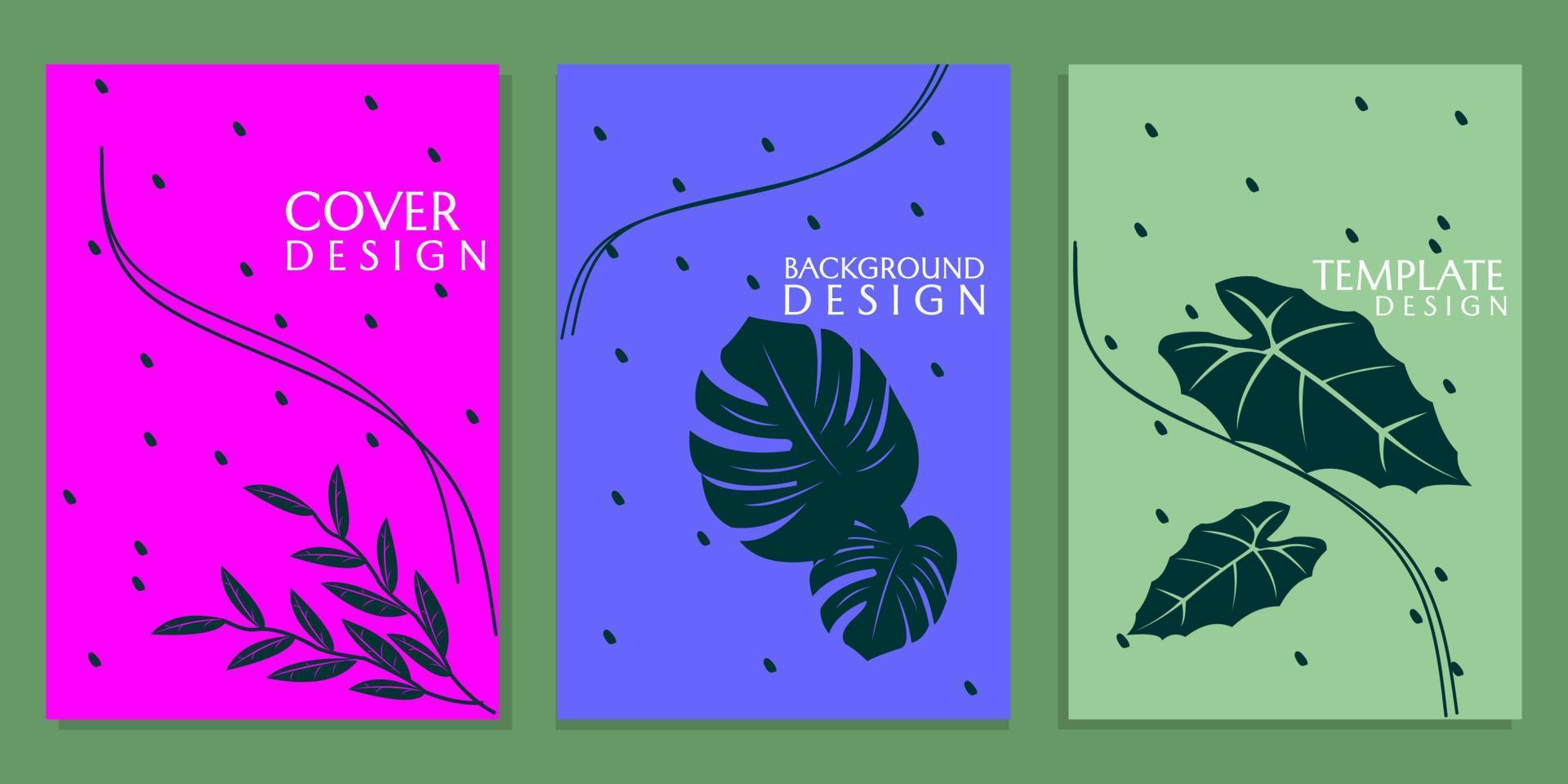 nature style book cover vector design with leaf ornament. design for cover, flyer, brochure