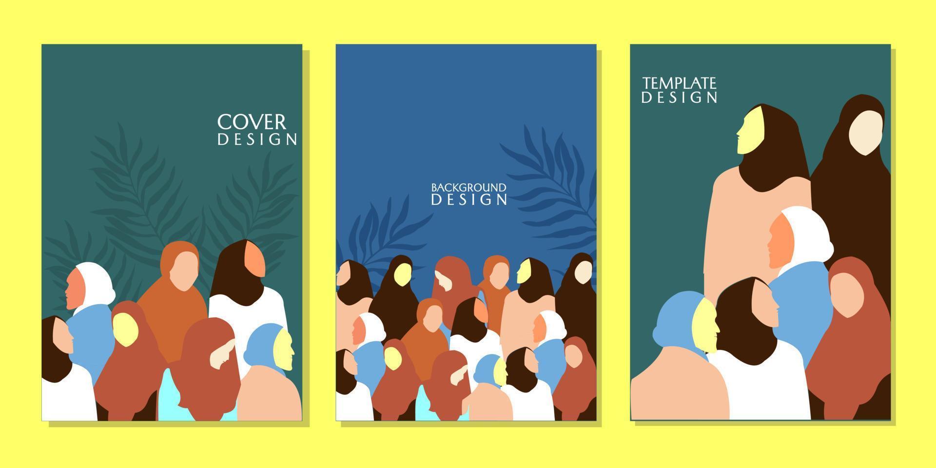 Set of abstract covers with female illustration elements, background design for books, magazines, posters vector