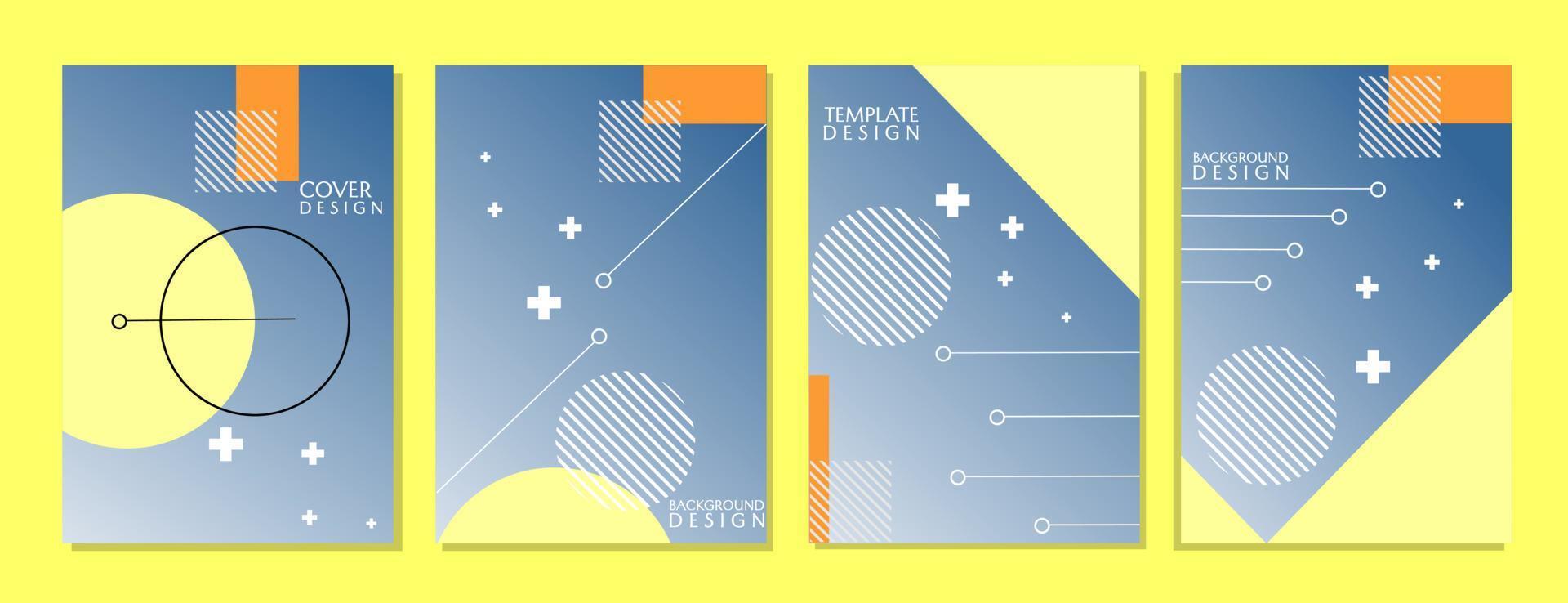 Modern abstract cover set, book cover design. Blue geometric background, vector illustration.