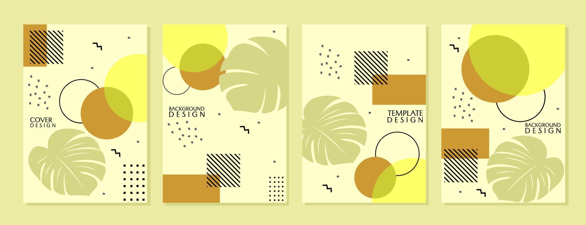 abstract cover design set with leaf elements. brown geometric background. used for home decoration, wallpaper, website vector