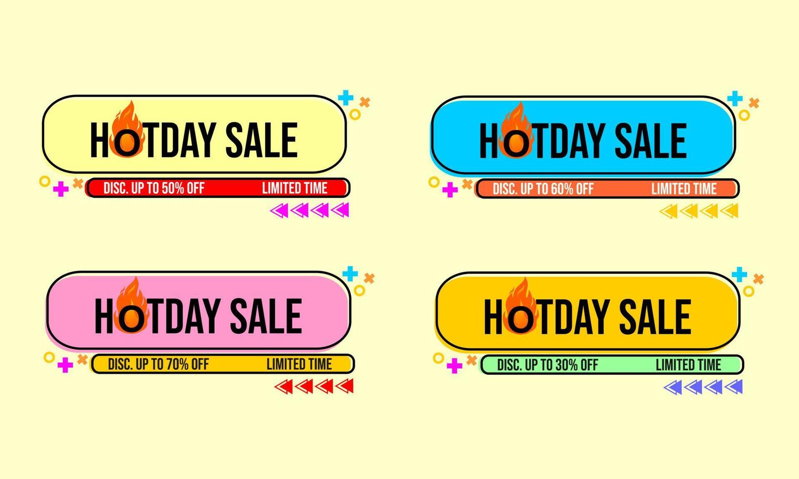 set of discount advertising label vector designs with hot day sale text. advertising badge for promotion banner