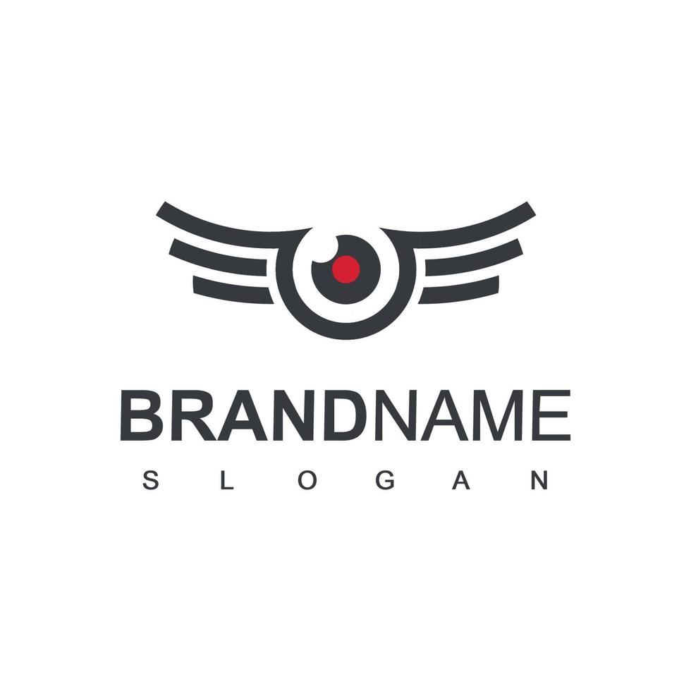 Drone Logo Design Template, Lens Photography Icon vector