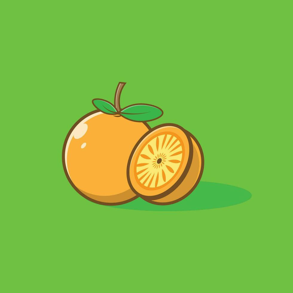 Illustration of orange fruit cartoon icon and its contents. Fruit concept. Isolated exclusive design. vector