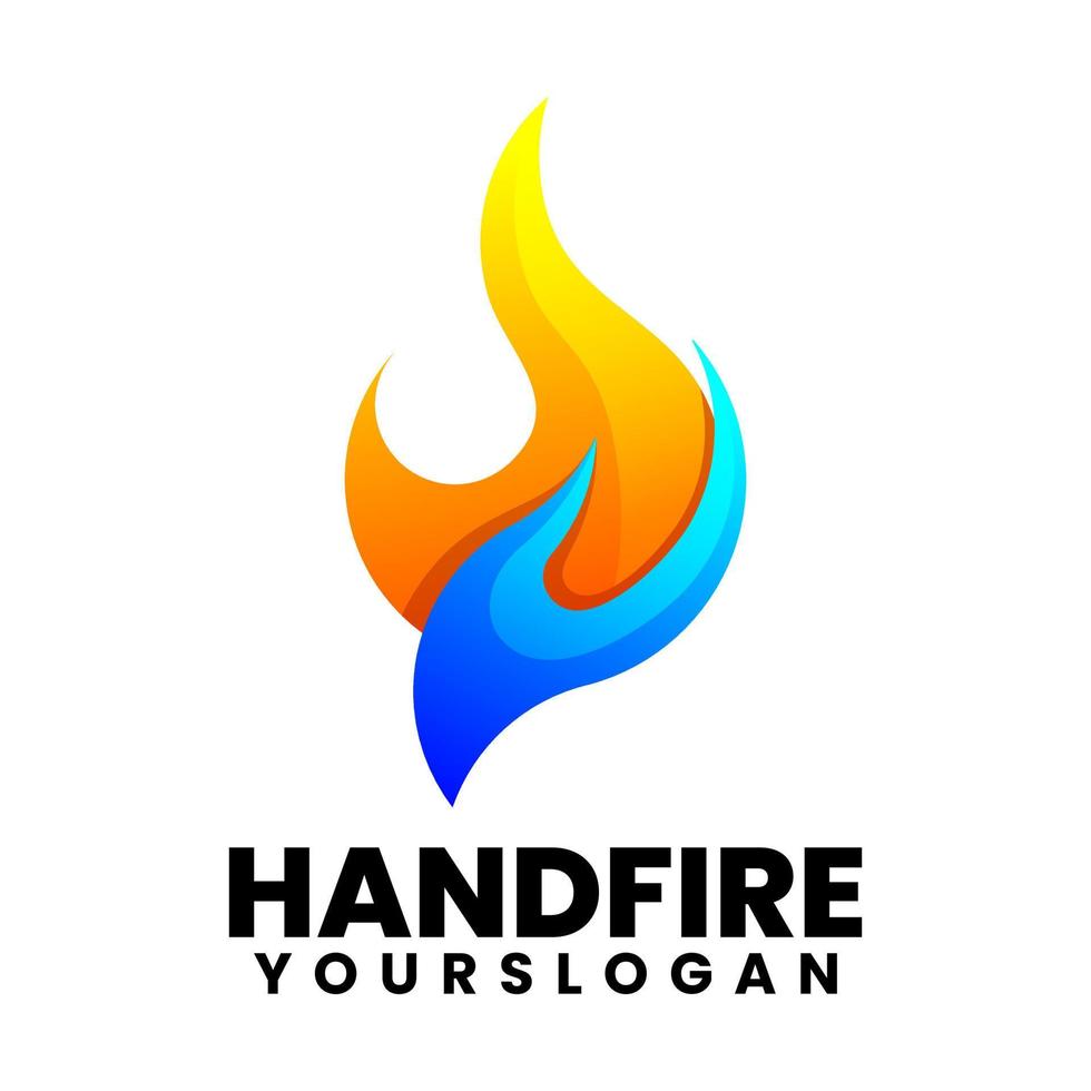 colorful hand fire gradient logo design vector