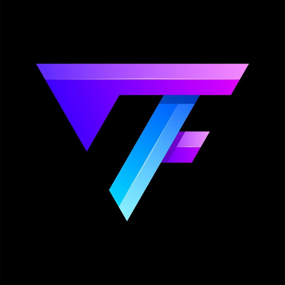 colorful letter f gradient logo design vector