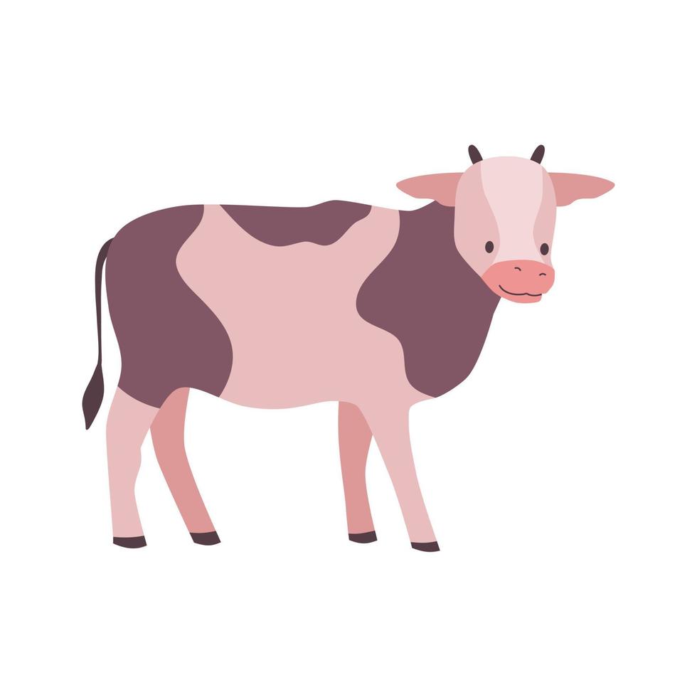 personaje de dibujos animados de animal de sacrificio de vaca en la celebración de eid al-adha mubarak. ilustración plana vector