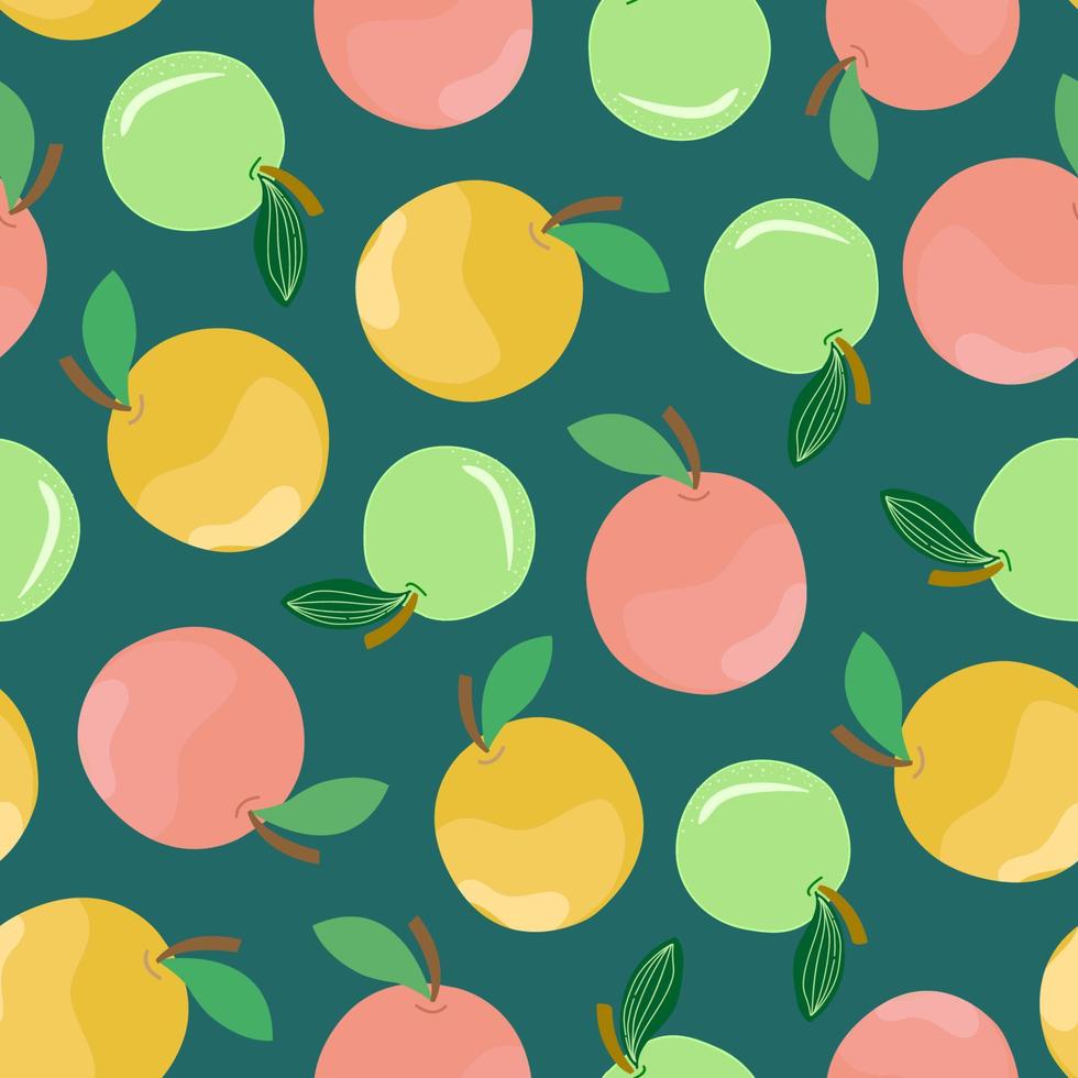 patrón de manzana sin costuras. lindo estampado para tela, mantel, empaque de jugo, cubiertas vector