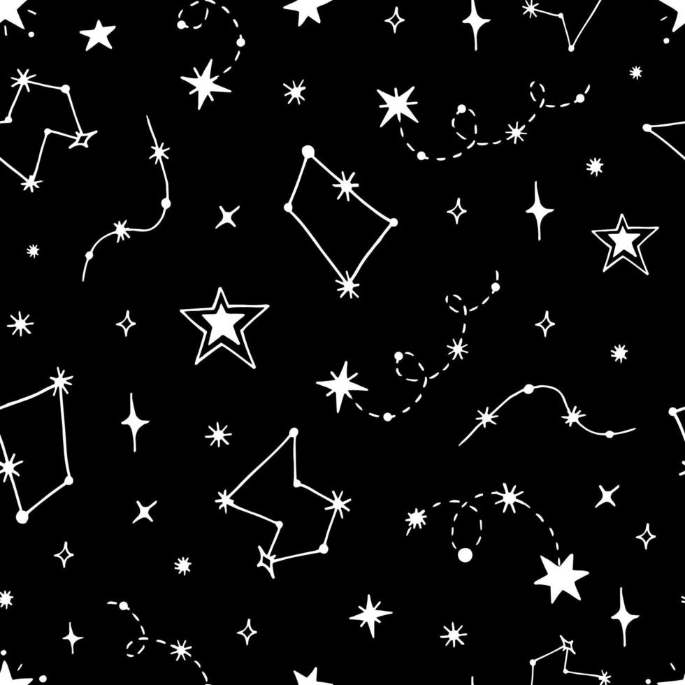 seamless, patrón, de, noche, cielo estrellado vector