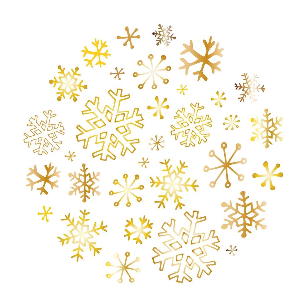 colección de copos de nieve de garabatos. simples ilustraciones de invierno dibujadas a mano. tarjeta de navidad, feliz año nuevo vector