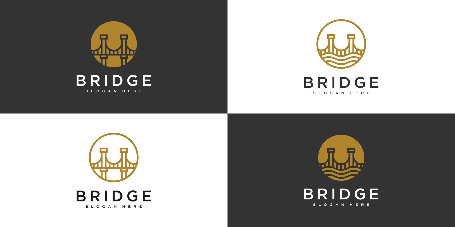 set of Bridge architecture and constructions logo design vector