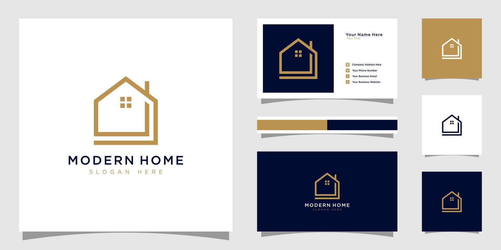 build house logo with line art style. home build abstract for logo and business card design vector