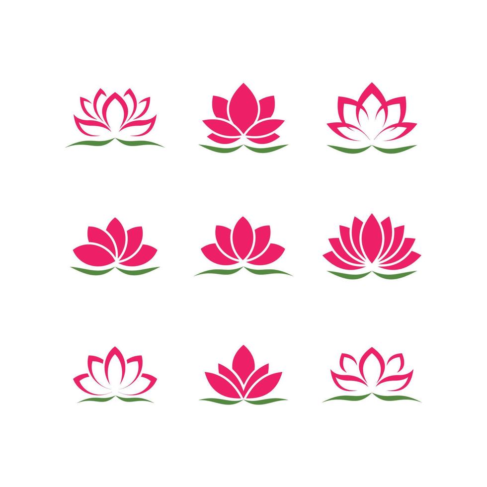lotus flower set. lotus symbol or icon for spa salon, yoga class or wellness industry vector