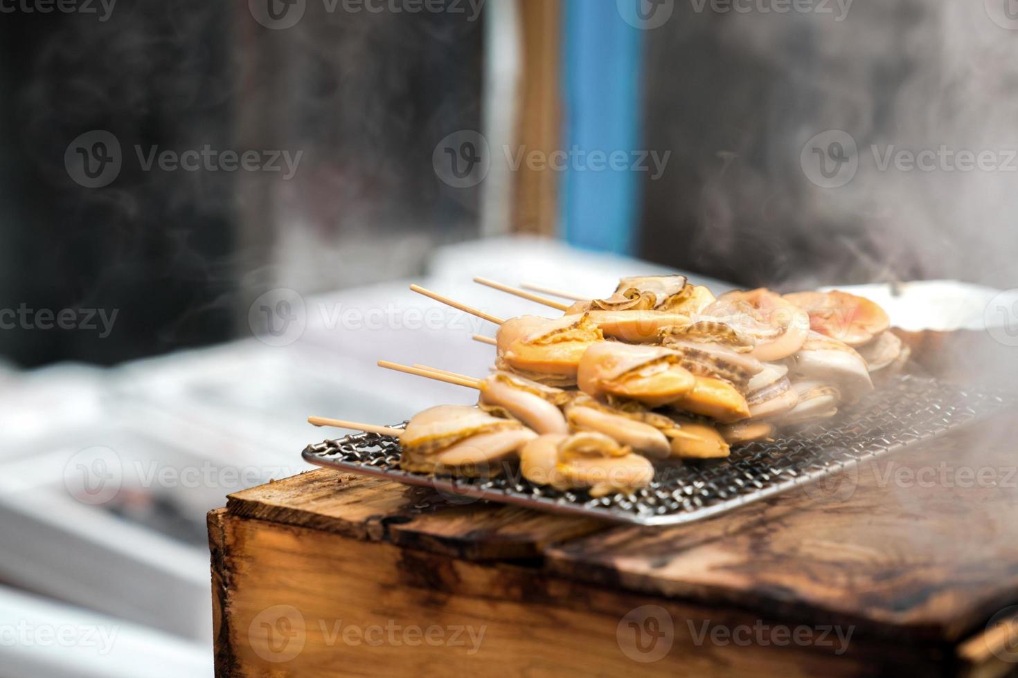 fresh shellfish at fish market, Japan. photo