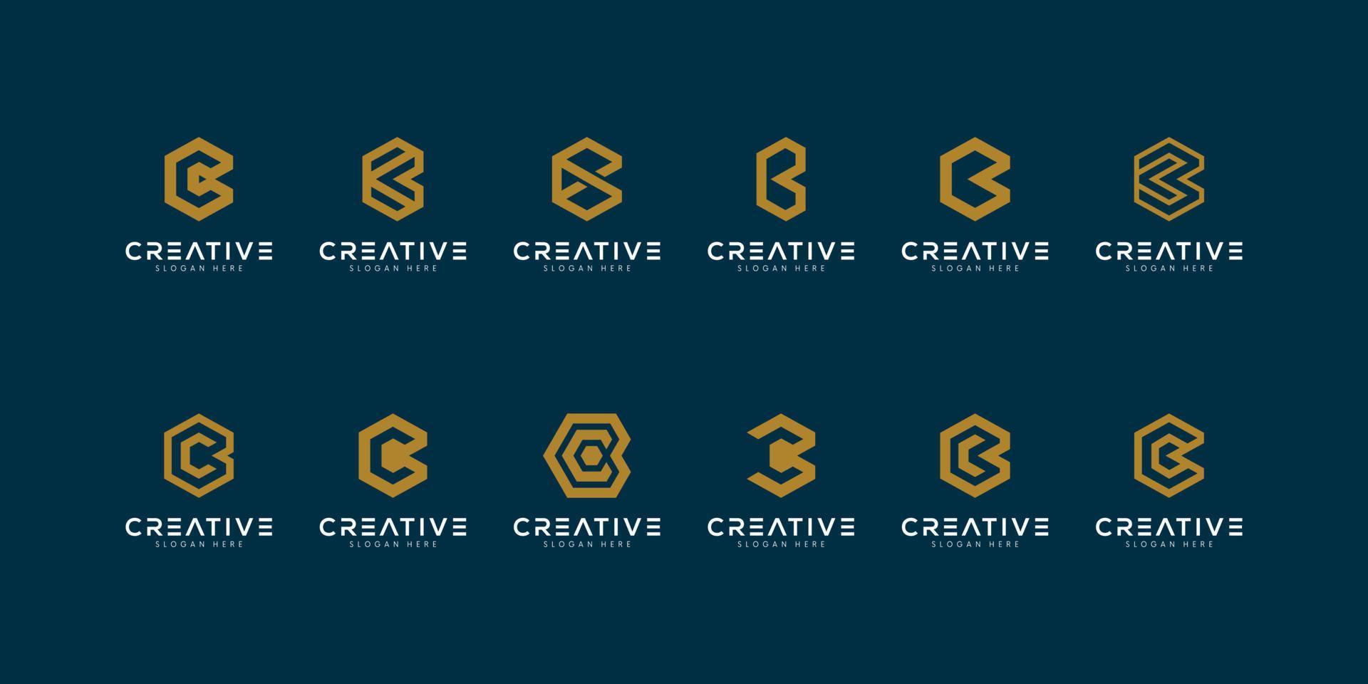 conjunto de plantilla de logotipo de letra inicial abstracta w, c vector